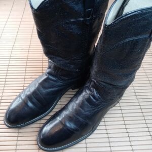 Acme women's black leather cowboy roper boots sz 7.5M. 53pm